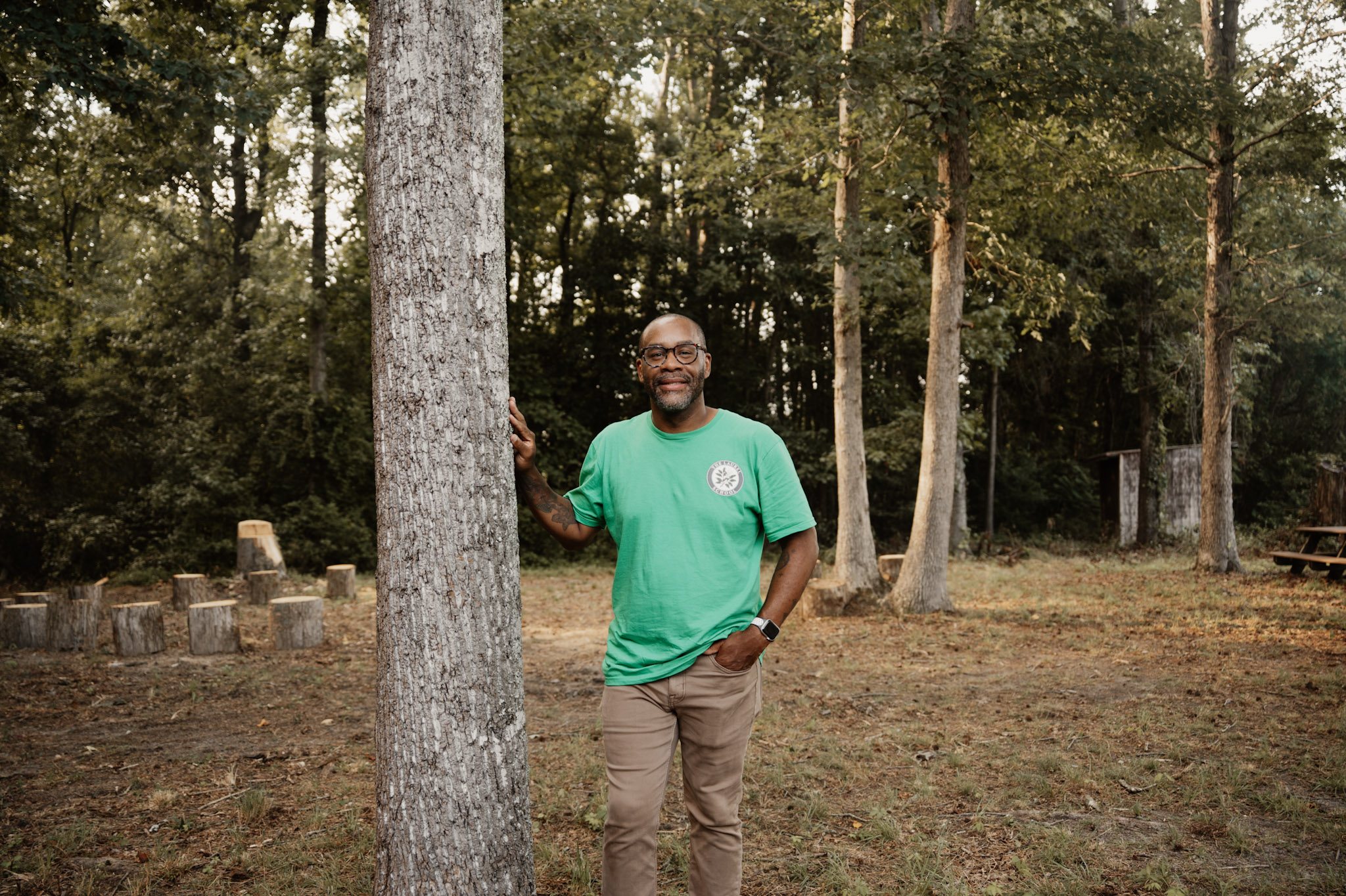 Dr. Johnathan Harris, Founder and Headmaster of The Laurel School, in the Play Forest